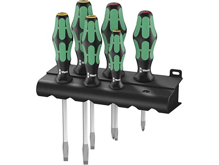 Wera 334/355 SK/6 schroevendraaierset Kraftform Plus Lasertip + rack, 6-delig, 05007681001