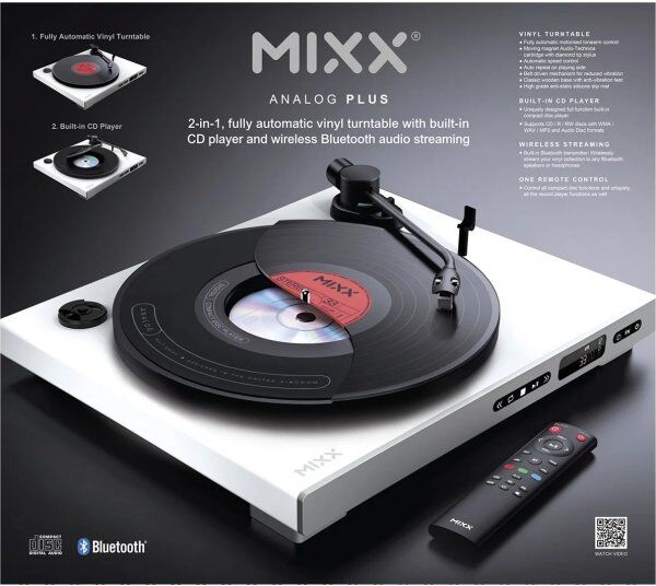 Mixx Vinyl- Og Cd-Afspiller, Analog Plus - Hvid