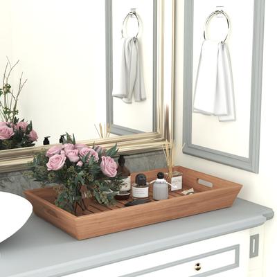 AquaTeak The Original Moa Teak Amenities Tray with Handles