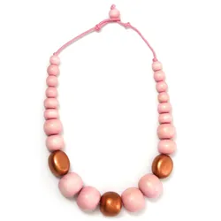 Kette mit Anhänger "Sybille", Damen, Gr. onesize, Holz, rosa, COLLEZIONE ALESSANDRO, Basic, Halsketten, unterschiedlich große Holzperlen