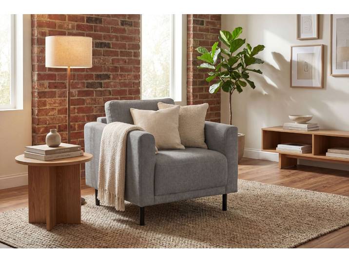Sessel GOODPRODUCT Sveeva, Breite 78 cm, schwarze Metallfüsse , grau (taupe), B:78cm H:78cm T:85cm, 100% PES, Sessel, Sessel, langlebiger Webstoff, viele Farben zur Auswahl