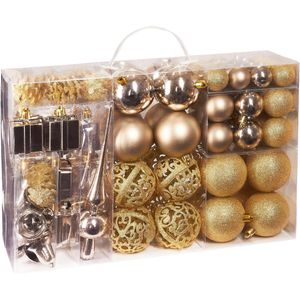 BRUBAKER Weihnachtskugeln 8000.16, champagner, Kunststoff, Set mit 101 Teilen