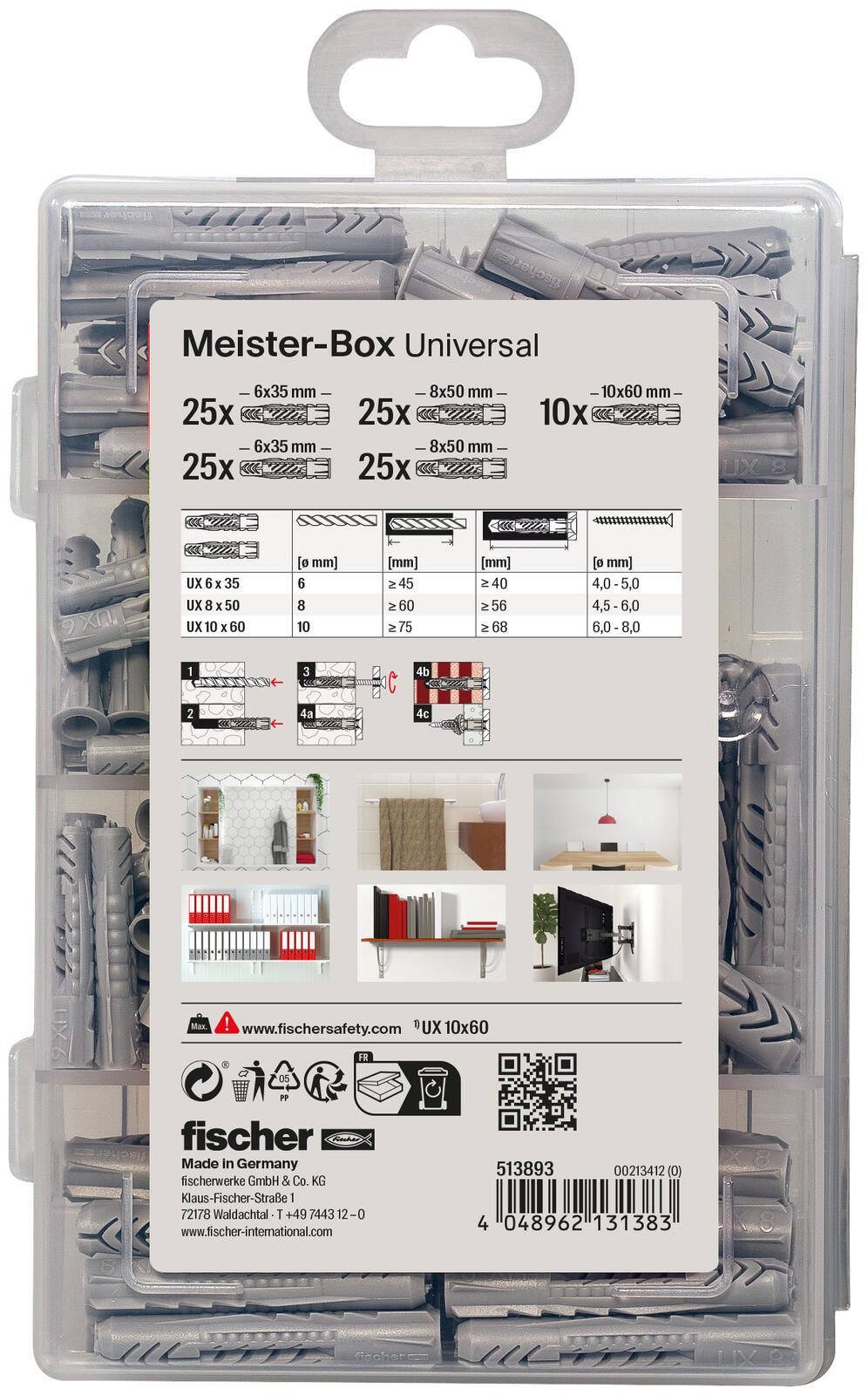 fischer Meister-Box - UX/UX-R Universaldübel-Sortiment 110 Stück 513893