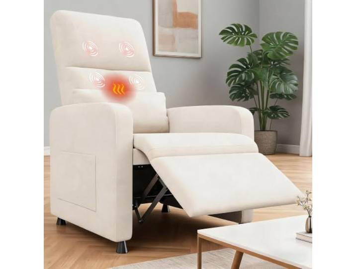 Koioplie Massagesessel mit Wärmefunktion Weiß Elektrischer Relaxsessel mit integrierter Fußstütze und Wärmefunktion. Komfortabel für entspannte Momente zuhause