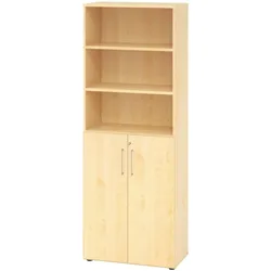 bümö Aktenregal & Schrank abschließbar, Büroschrank Regal Kombination Holz 80cm breit in Ahorn - abschließbarer Schrank für's Büro & Arbeitszimmer,