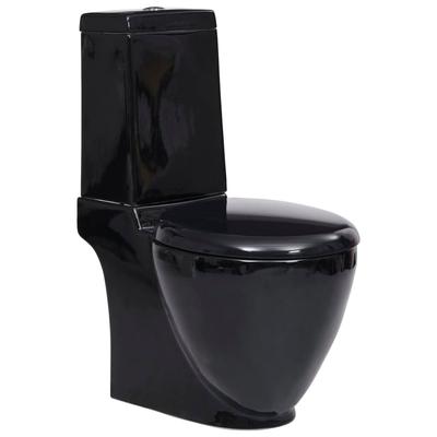 Helloshop26 - Runde Keramiktoilette Wasserablauf Doppelspülung schwarzer Boden 02_0003561