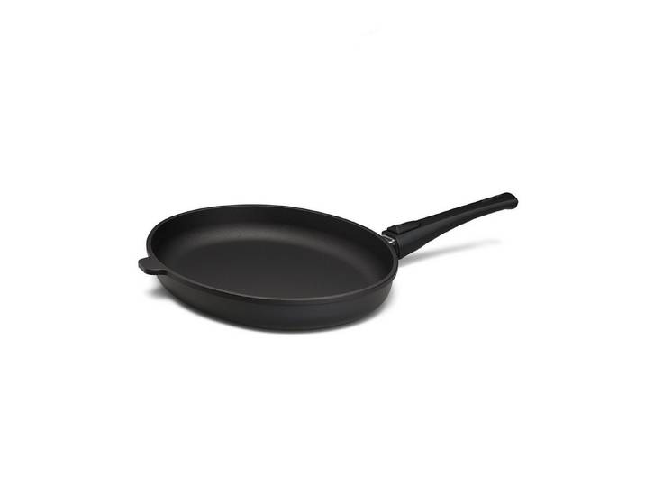 Hoffmann Germany Fischpfanne Hoffmann STONIQ Schnitzelpfanne oval 38x28 cm IQ-SHIELD ohne Deckel, Aluguss (1-tlg), abnehmbarer Griff, Edelstahlboden, backofenfest, PFAS-frei