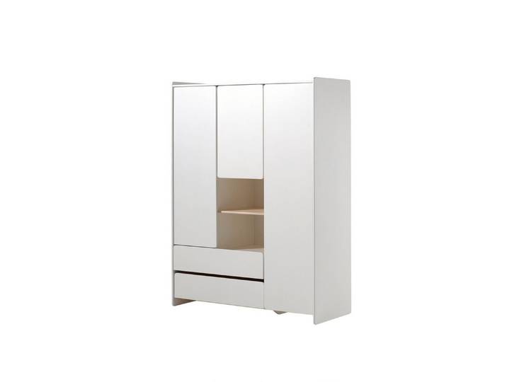 58 aufm Kessel Kleiderschrank Kinderzimmerschrank Karilynn 133x55x190 Schrank MDF+Massivholz Weiß (inkl. Versand, Lieferung bis Verwendungsstelle) Geräumiger Kleiderschrank, 3 Türen, 2 Schubladen, 2 offene Fächer