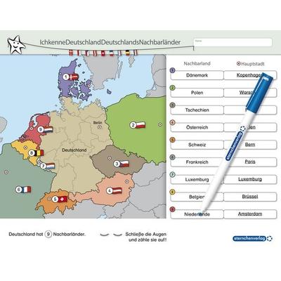 Ich kenne Deutschland - Deutschlands Nachbarländer - Lerntafel mit Stift, Zubehör von Sternchenverlag GmbH,Katrin Langhans, Sternchenverlag,