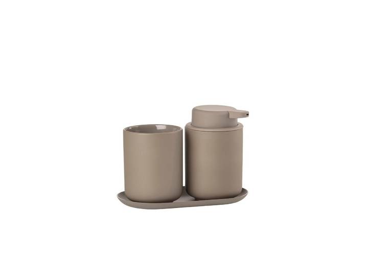 Seifenspender ZONE DENMARK Ume 250 ml , beige (taupe), B:9,5cm, Acrylnitril-Butadien-Styrol (ABS), Steinzeug, Dosierspender, Seifenspender