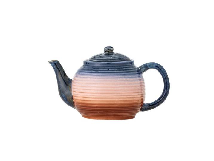 Teekanne Gabi - Bunt, gerippt, aus Steingut gefertigt, mit Teesieb - Bunt - Luxusbetten24