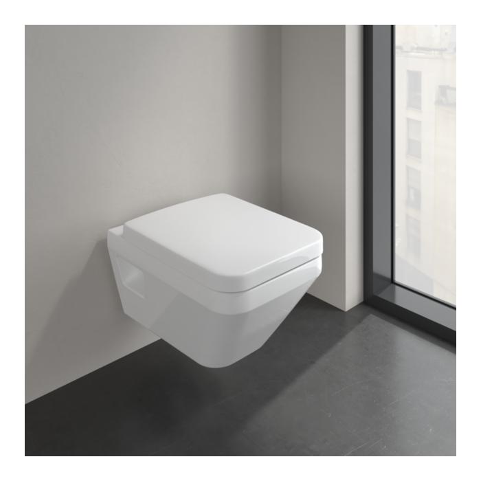 Villeroy und Boch Architectura Wand-Tiefspül-WC 5685C0T2 37x53cm, eckig, TwistFlush, wandhängend, waagerecht, weiß AntiBac C-plus
