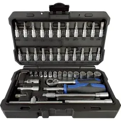 1/4" Steckschlüssel Satz 46tlg proficraft, 48 Zahn Knarre