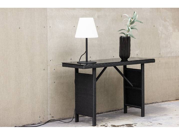 Garten Beistelltisch Pandora - Aus Rattan und Glas in Schwarz - Schwarz - Luxusbetten24