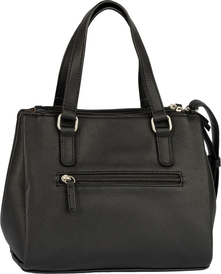 Shopper GABOR "Jovita", Damen, Gr. B/H/T: 28cm x 20cm x 13cm, schwarz, Polyurethan, bestickt, clean, unifarben, Taschen Shopper, mit verspielten 3D-Blüten auf weich genarbtem Lederimitat schwarz B/H/T: 28cm x 20cm x 13cm