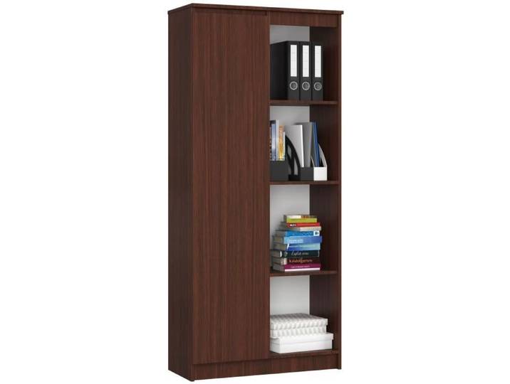 Bibliothèque de bureau AKORD R80 Wengé 80 cm 1 porte façade Wengé 8 étagères 80x35x180 cm