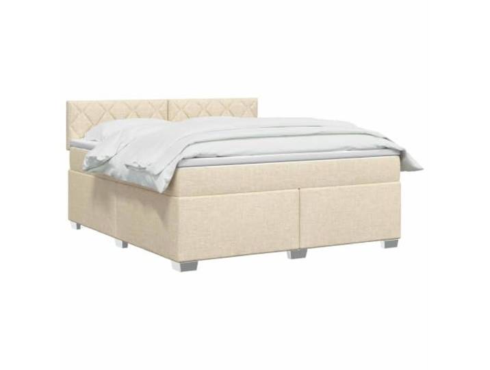 vidaXL Boxspringbett mit Matratze Creme 140 x 200 cm Stoff