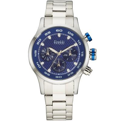 Multifunktionsuhr FIRETTI "active spirit", silber (edelstahlfarben, blau), Armbanduhren, Herren, Quarzuhr, Armbanduhr, Herrenuhr, Edelstahlarmband, analog, Tag