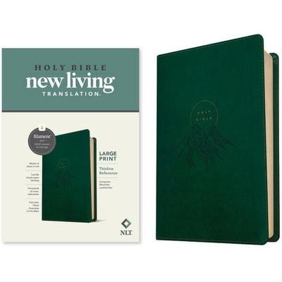 NLT Large Print Thinline Reference Bible, Filament Enabled (Leatherlike, Evergreen Mountain, Red Letter), Gebundene Ausgabe von New Living