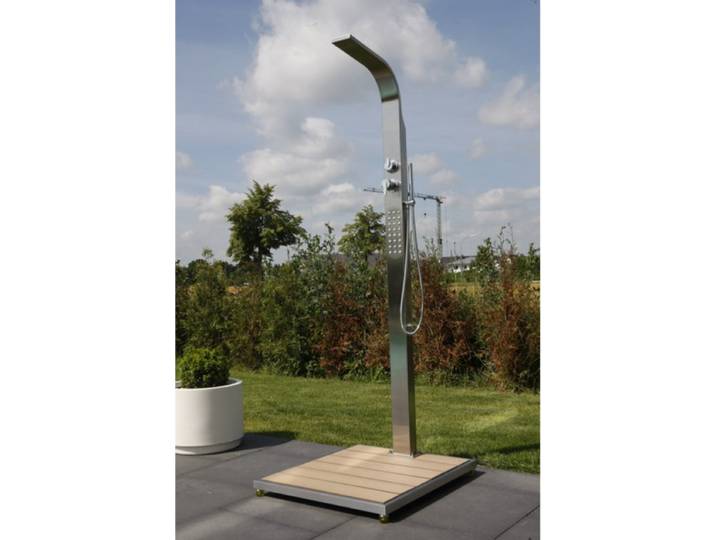 Eichenwald Modell 70 Gartendusche Helena mit WPC Plattform sandfarbig