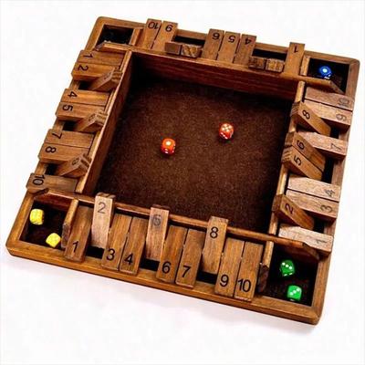 Uplift Essentials Classic 4 Sided Wooden Shut the Box Board Game retro Color Set