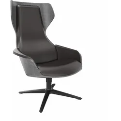 Sedus se:lounge Loungesessel Leder - Leder Elephant (PL103) / Anthrazit (V51) / Schwarz (103)