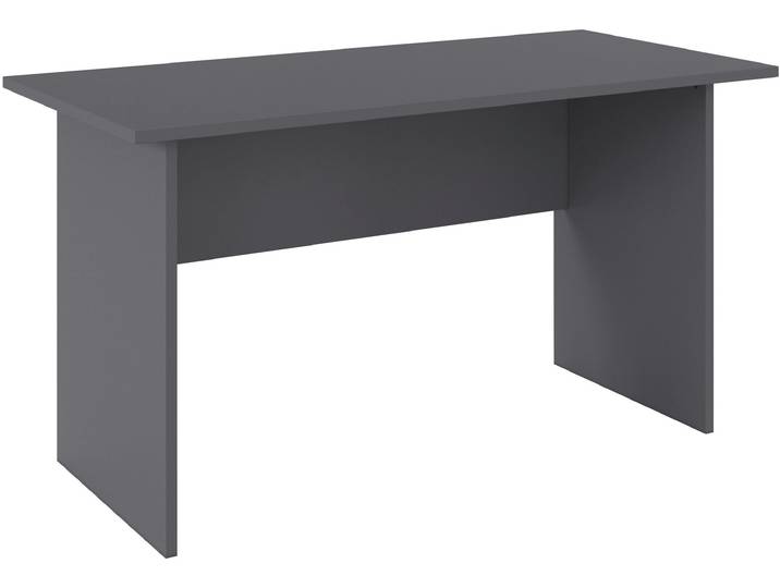 Schreibtisch RAUCH Joel , grau (graumetallic), B:140cm T:66cm, Tische, Schreibtisch, in schlichtem Design mit grosser Ablagefläche MADE IN GERMANY