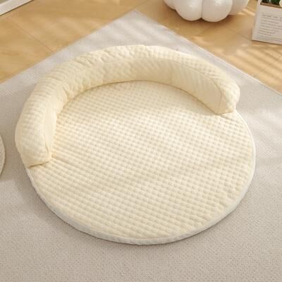 On Spot Shop Summer Pet Cool Pad Dog Kennel, Breathable Iced Bean Mat For Dogs & Cats, Round Cushion Bed For Cooling Comfort yellow s