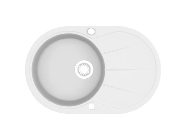 vidaXL Évier en granit simple bassin ovale blanc