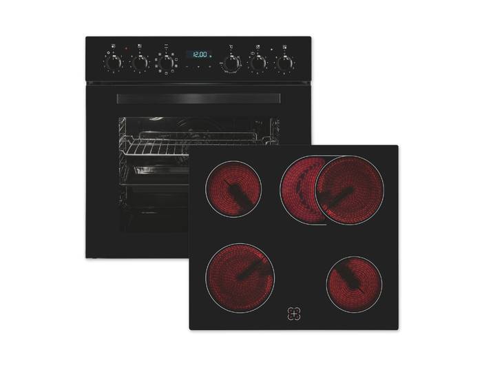 EXQUISIT Elektro-Herd-Set EHE285-HBZ-020schwarz , Energieeffizienz: A (A+++-D), schwarz, Herdsets, Heißluft:Braten mit knuspriger Kruste,Pizzastufe für die Pizza zuhause