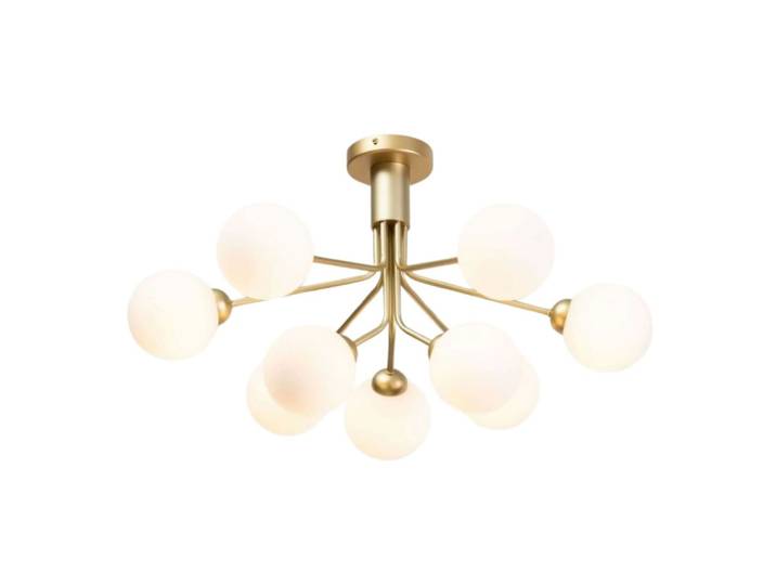 Lustre en verre blanc et doré 72 cm