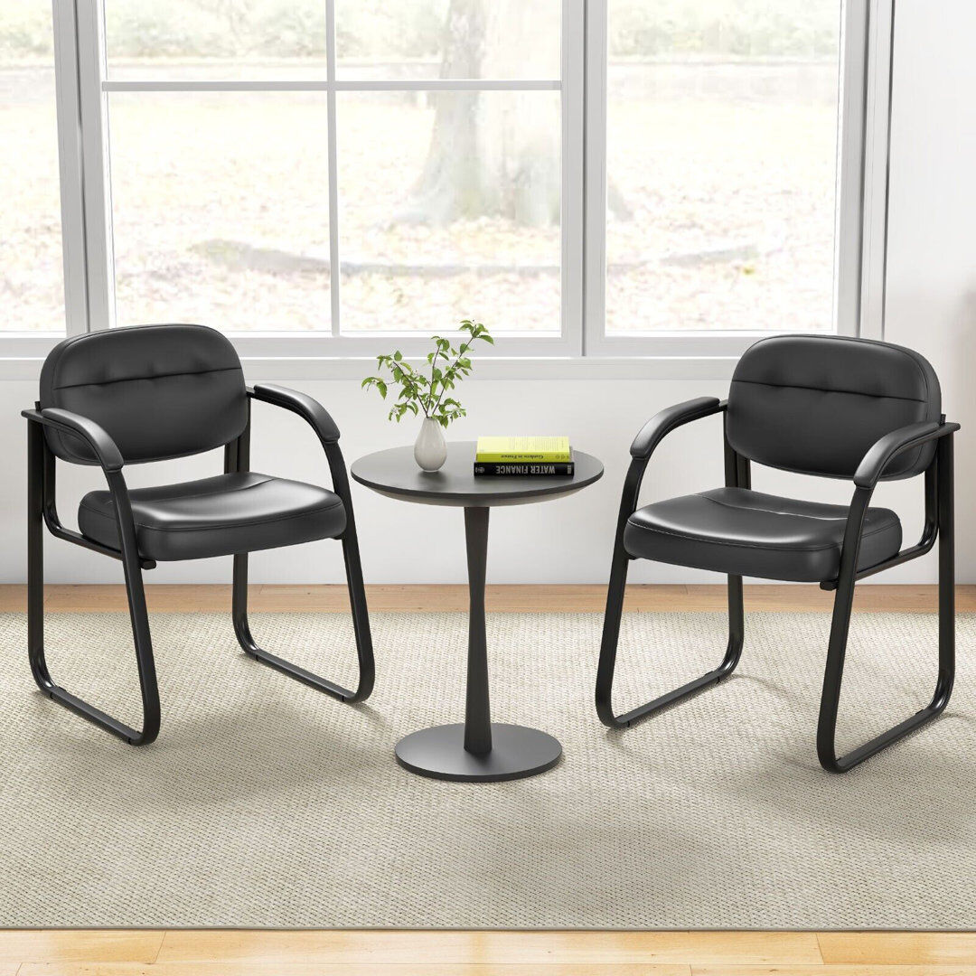 Latitude Run Set Of  2 Meeting Office Chairs Leather Reception Chairs Guest Chairs Home