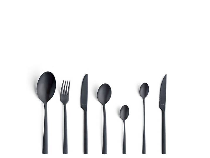 Amefa Besteck-Set MANILLE (42-tlg), 6 Personen, Edelstahl Rostfrei 18/0, Handreinigung empfohlen, schwarzfarbender PVD Veredelung, mattiert