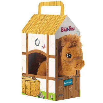 Heunec 636965 - Bibi & Tina, Pferd Amadeus im Stall, stehend, Plüschtier, braun 17 cm