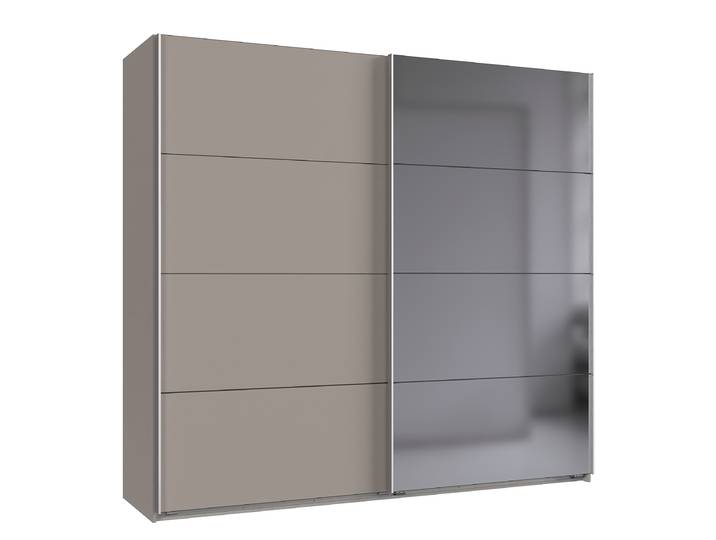 Schwebetürenschrank 225cm Grau/Beige/Saharagrau