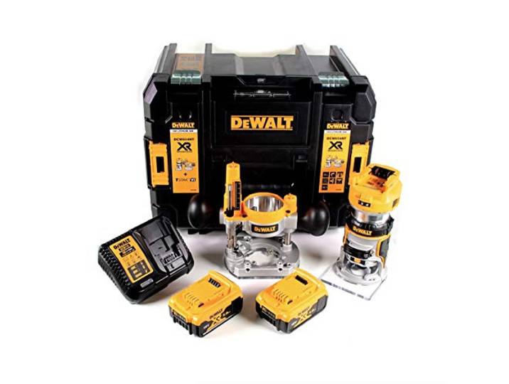 DEWALT - Kit affleureuse et défonceuse XR 18V brushless - moteur haut rendement - lumière LED - design compact et léger - plusieurs accessoires inclus - DCW604P2-QW