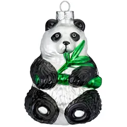 Holly & Jolly Pandabär Glas 12cm Christbaumschmuck Weihnachtskugeln Wildtiere Zoo schwarz weiß