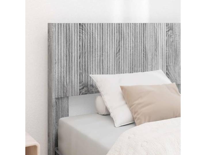 SKTQYQO Bett mit Stauraum und Kopfteil, Grau Technisches Holz, Lattenrost, modernes Design, mit integrierten Ablagen
