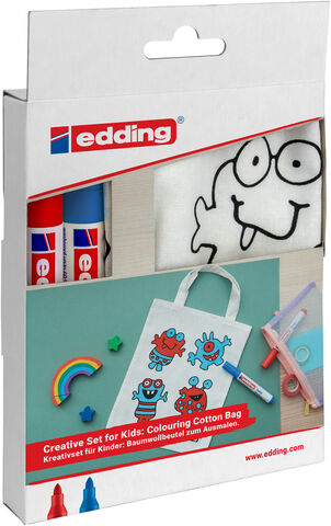 edding Kinder-Baumwollbeutel-Set "Monster", mit 2 Stiften