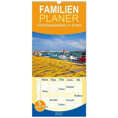 Familienplaner 2027 - Urlaubsparadies in Kreta mit 5 Spalten (Wandkalender, 21 x 45 cm) CALVENDO