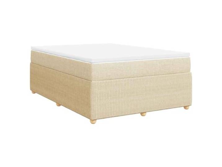 KKgypkn Boxspringbett Stoff Creme 140x190 cm mit Taschenfederkernmatratze und Lattenrost