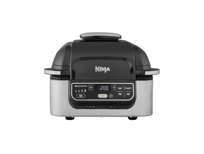 Ninja Foodi Grill & Airfryer, 5,7L Heißluftfritteuse, Air Fryer, spülmaschinenfeste Teile, 5-in-1, Schwarz/Silber AG301EU