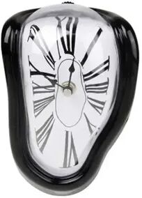 Friendly Fresh Finds Surreal Melting Clock In Salvador Dali Style Unique Wall Art For Home & Garden Decor black1
