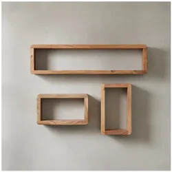 KADIMA DESIGN Wandregal Set TEKO CUBES: 3-teilig, abgerundete Ecken, hohe Belastbarkeit, Massivholz