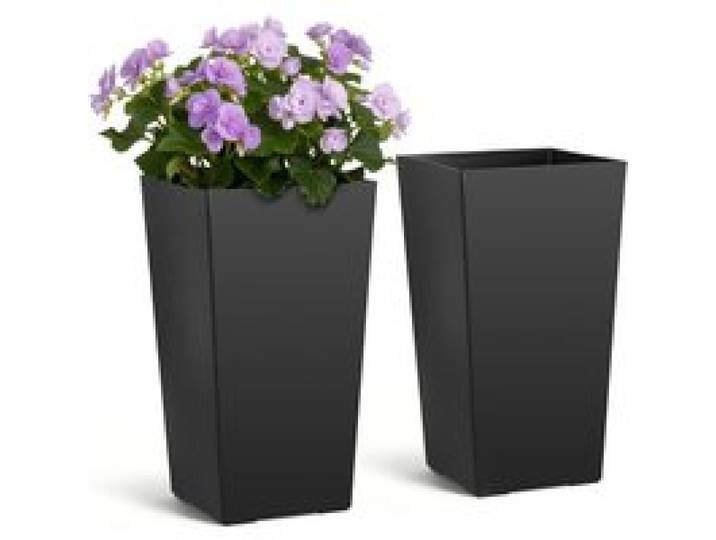 VEVOR Pflanztopf 300x300x550 mm 2er-Set, Blumentopf, Blumenkübel, PP-Pflanzgefäß, Planzkübel, Pflanzkasten mit Innentopf, Geeignet für Zimmer- & Gartenpflanzen, Schwarz