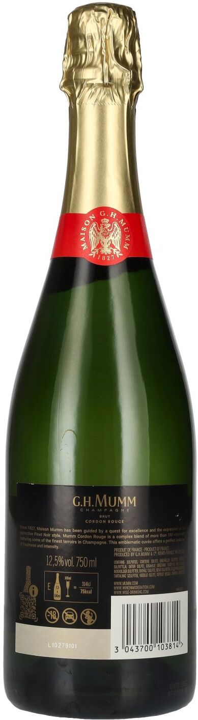 G.H. Mumm Champagne CORDON ROUGE Brut 12,5% Vol. 0,75l