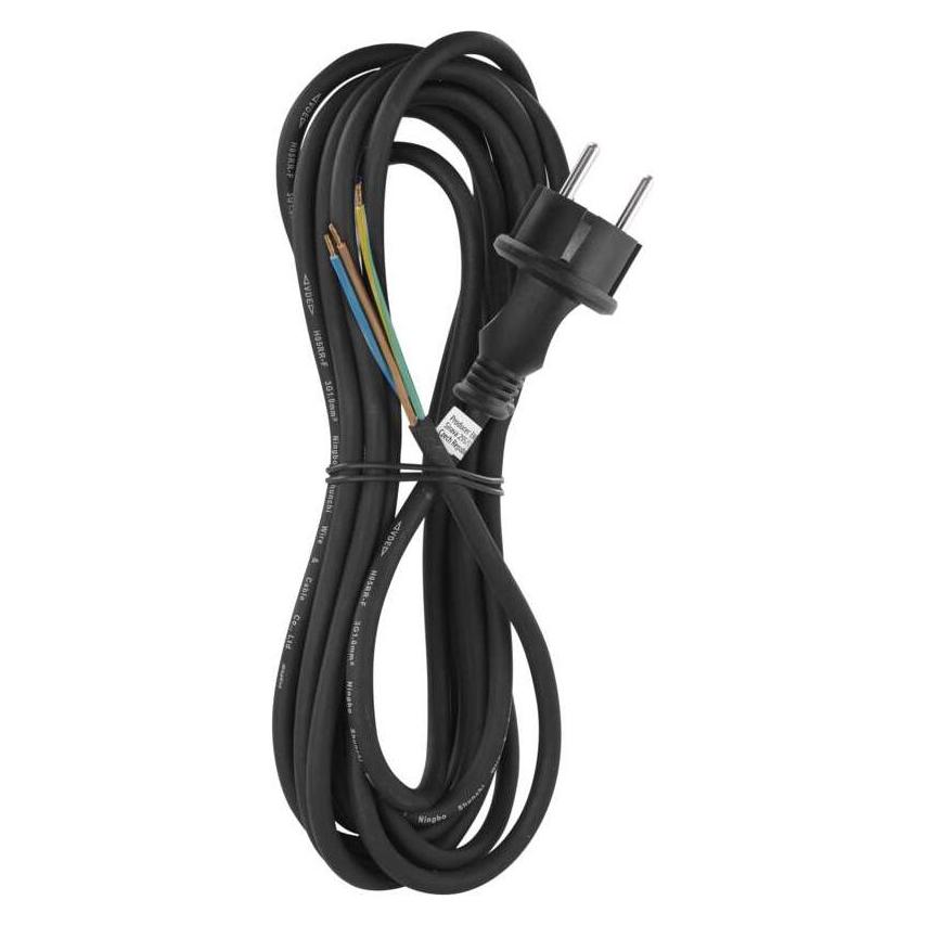 Emos Netzkabel Gummi 3x 1mm2, 5m, schwarz (5 m) (S03150)