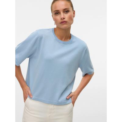 Kurzarmpullover VERO MODA "VMSILJE 2/4 O-NCK OVERSIZE PULL GA NOOS", Damen, Gr. M, blau (cashmere blau), Strick, Obermaterial: 77% Viskose, 23% Polyester, unifarben, oversize normal, Rundhals, Pullover, Viskosemischung, oversize
