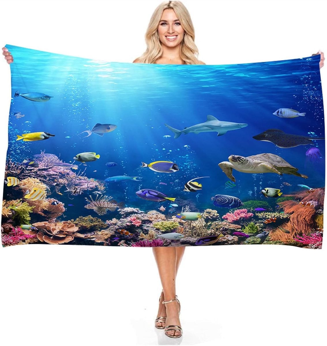 Strandlaken Microvezel Blauwe Oceaan - Grote Sneldrogende Handdoek - 90 x 180 cm