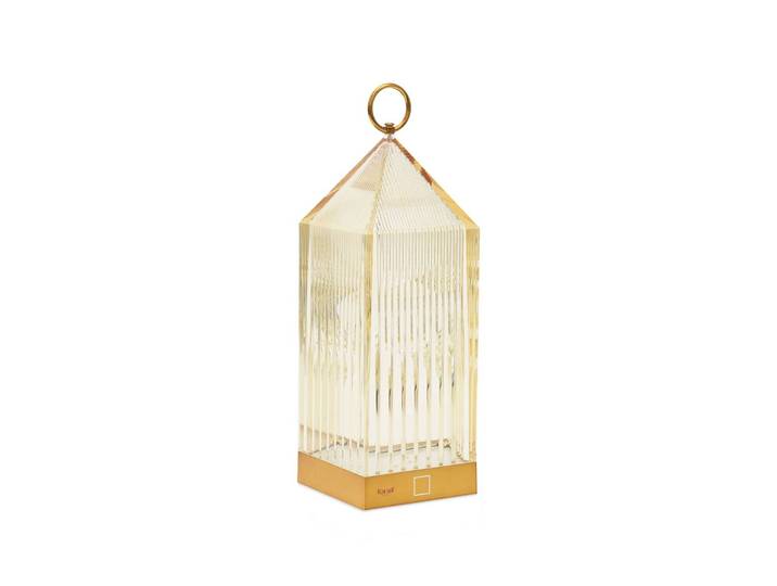 Kartell LED tafellamp op accu Lantern, amber, gerecycled, IP54 dimbaar, crème / amber, Slaapkamer, Kunststof, Design